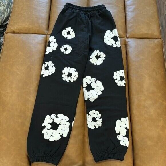 Denim Tears Black Sweatpants Cuffed The Cotton Wreath Mens Size Large - Picture 2 of 2